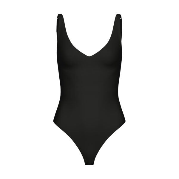 SLEEVELESS V-NECK BODYSUIT — BLACK