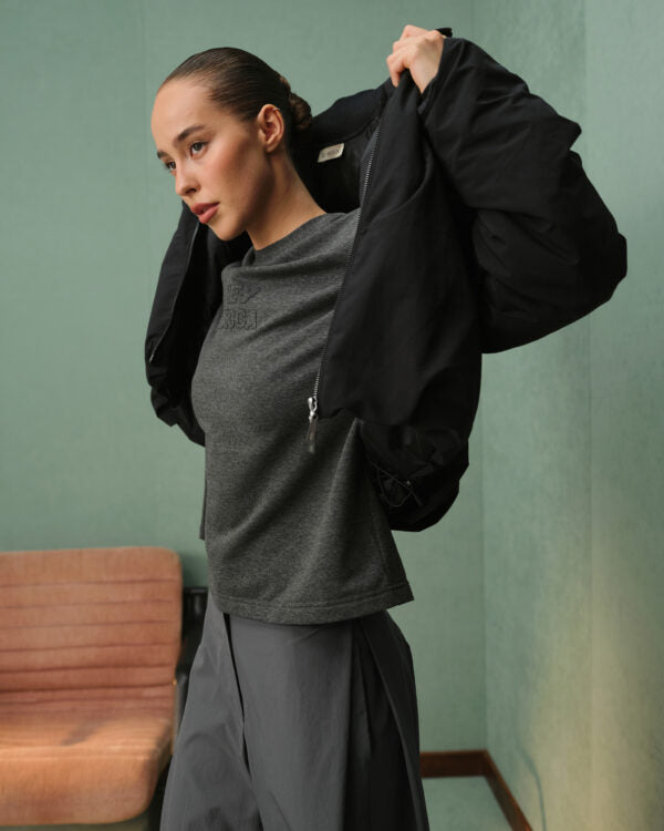 OVERSIZED LONGSLEEVE WITH VOLUMINOUS LOGO — GREY