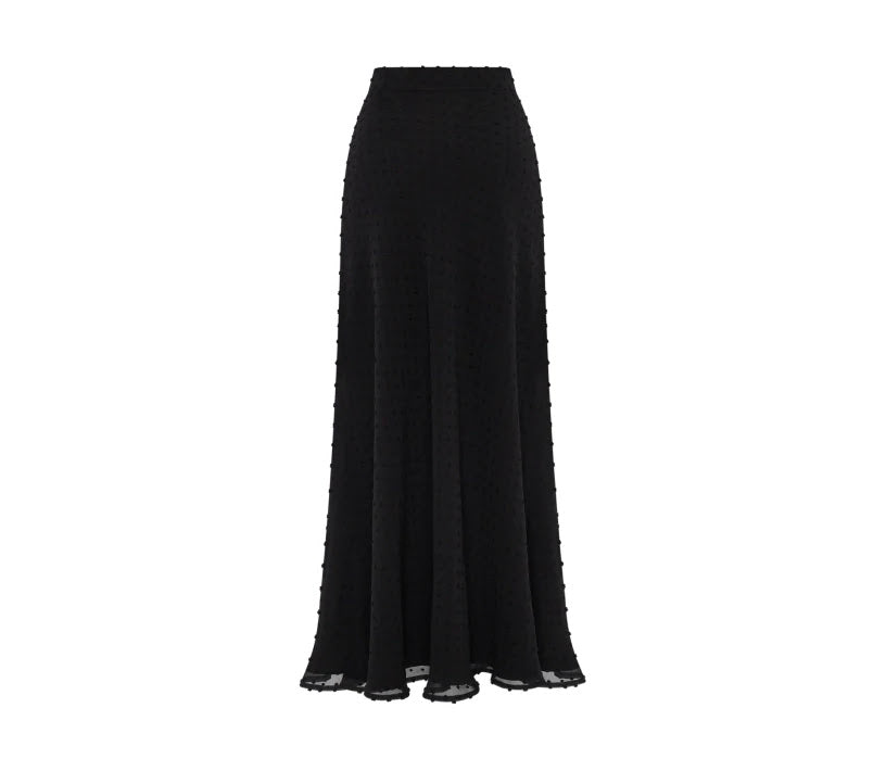 Midi skirt with black polka dots