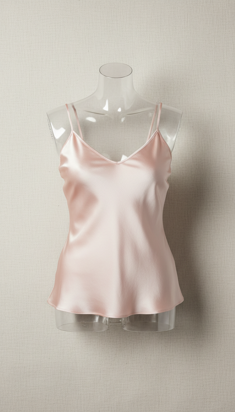 Blush Silk Satin Camisole with Delicate Straps