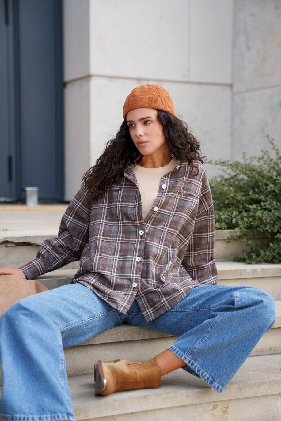 BROWN PLAID SHIRT
