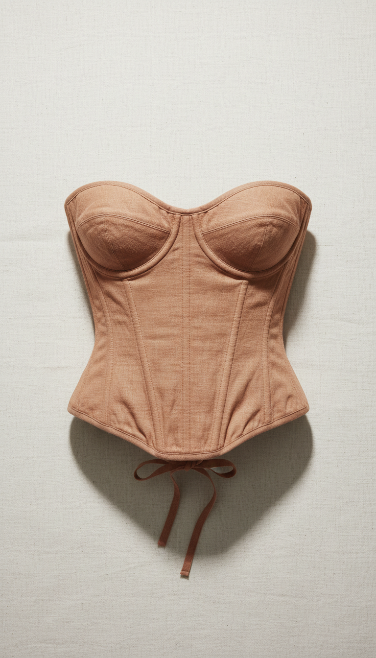 Earth Clay Linen Corset with Signature Boning