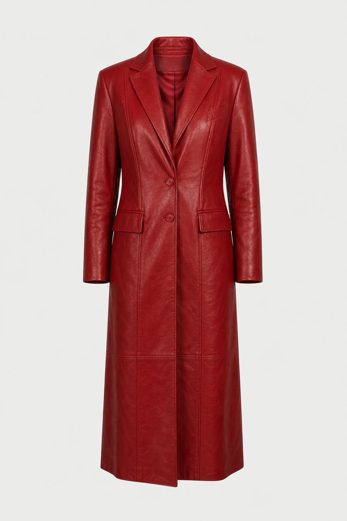 MAROON ECO LEATHER COAT