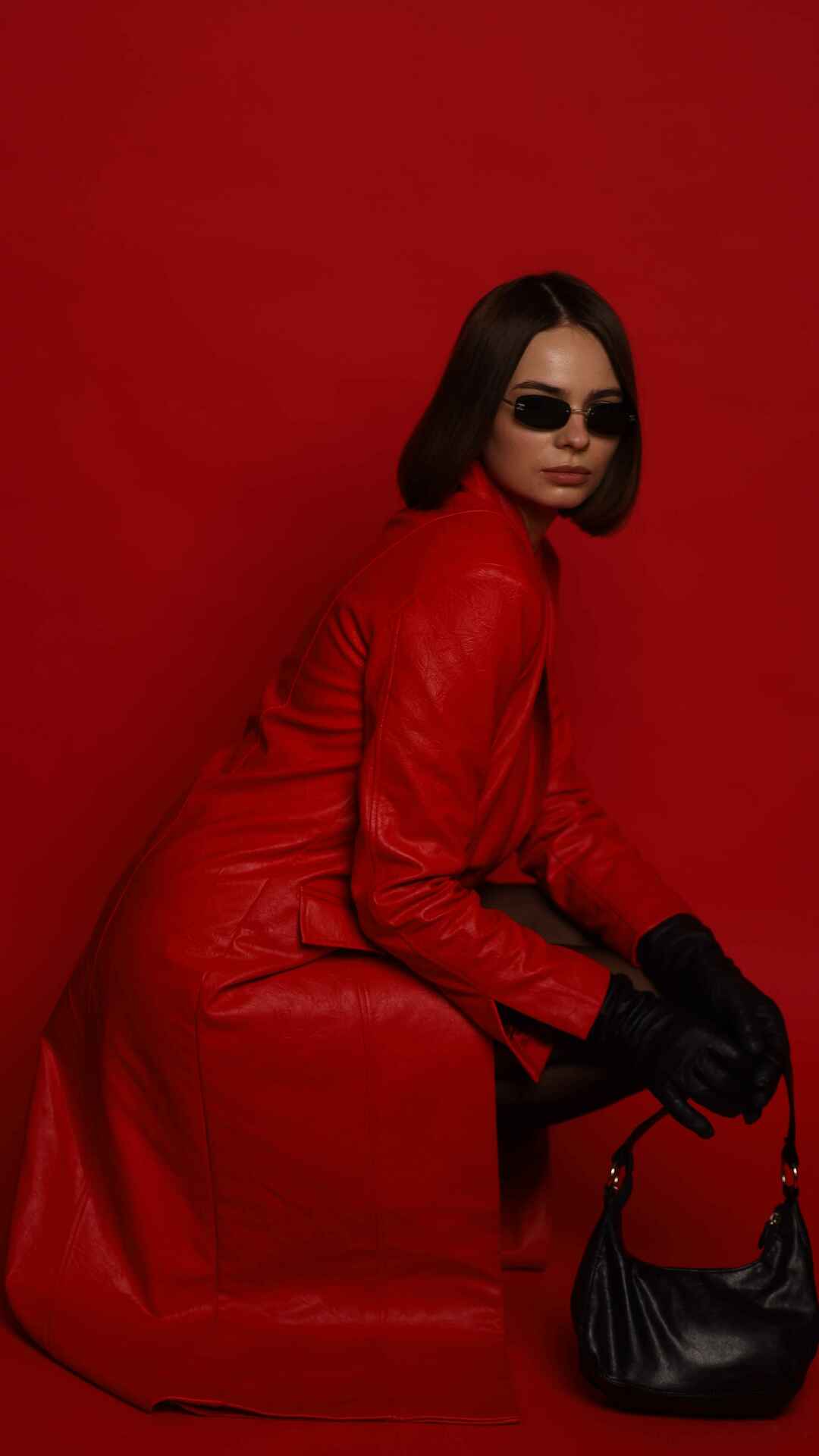 MAROON ECO LEATHER COAT