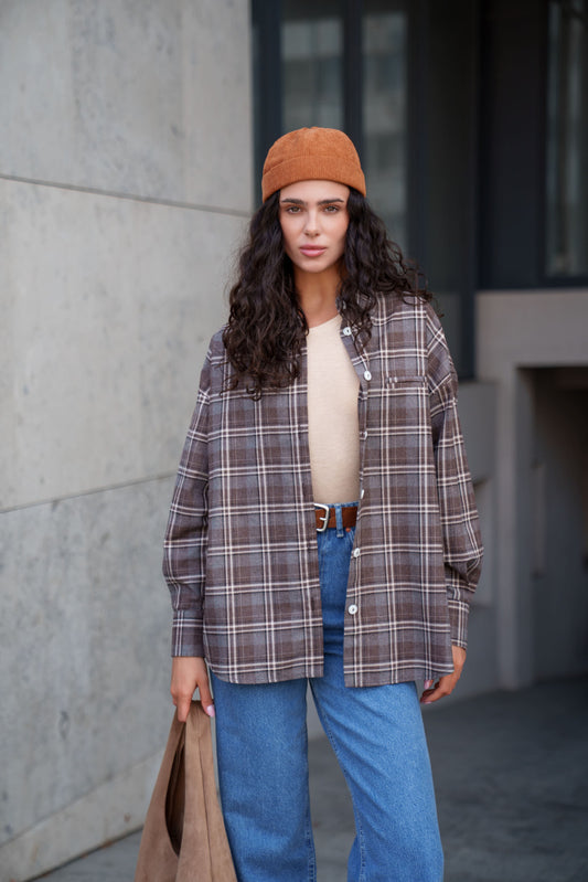 BROWN PLAID SHIRT