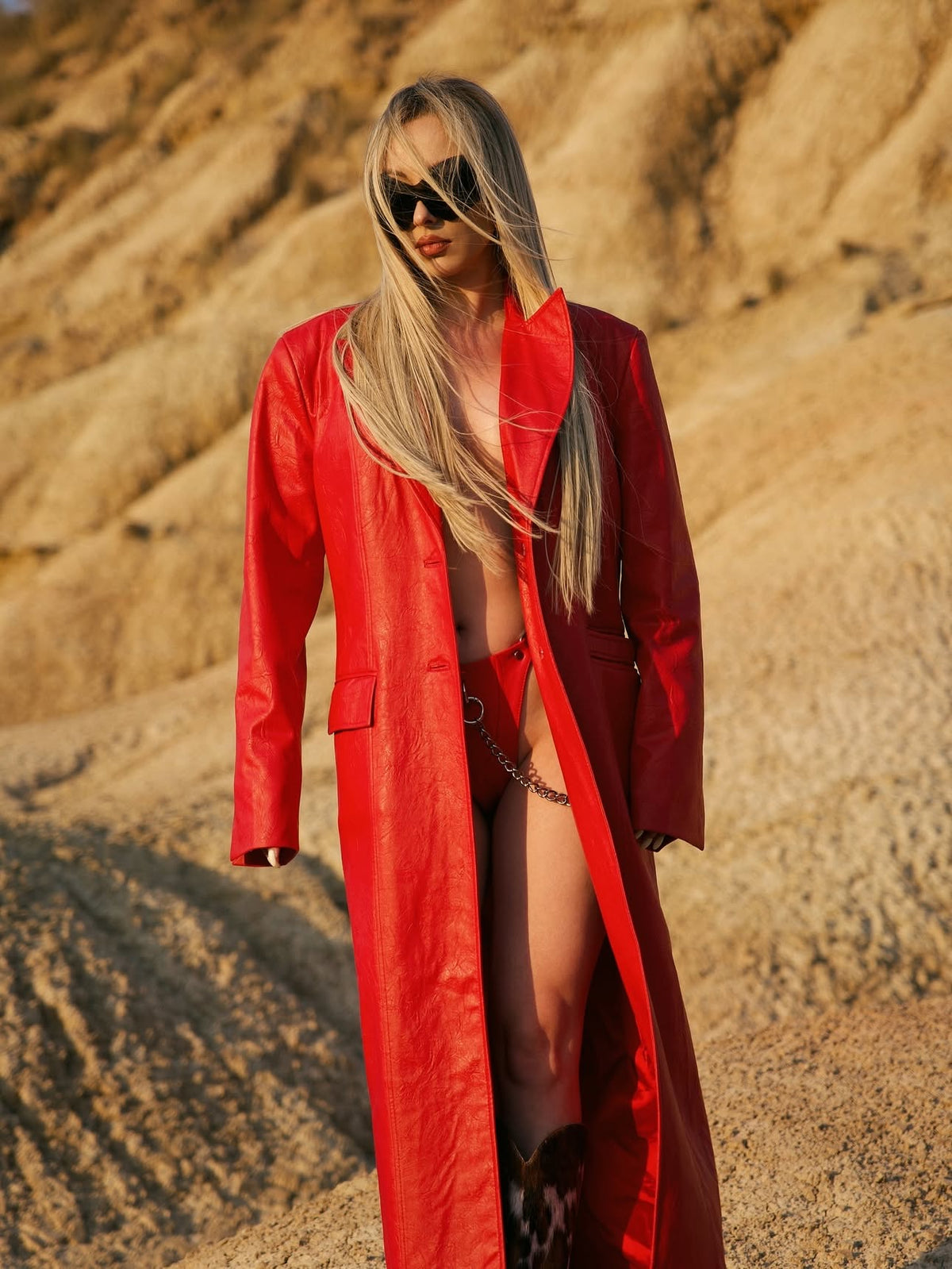 MAROON ECO LEATHER COAT