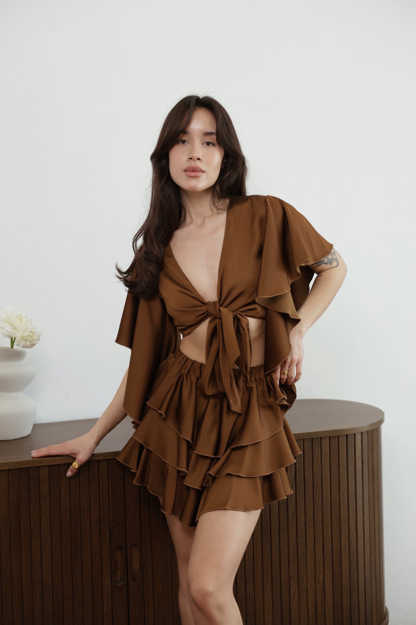 Wave Set – Brown Viscose Two-Piece Set | Ocean Whisper Collection