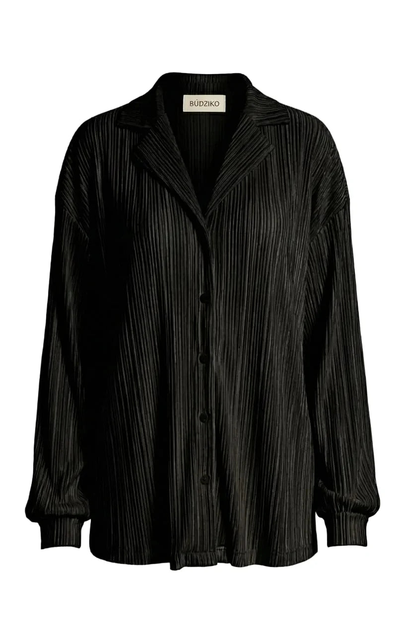 AMELIA BLACK PLEATED SHIRT