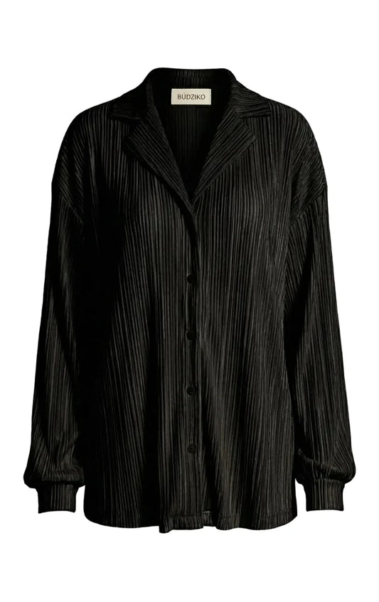 AMELIA BLACK PLEATED SHIRT
