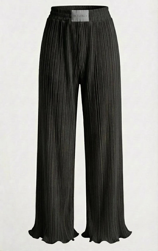 AMELIA BLACK PLEATED TROUSERS