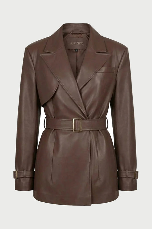 LONDON BROWN CROPPED TRENCH COAT