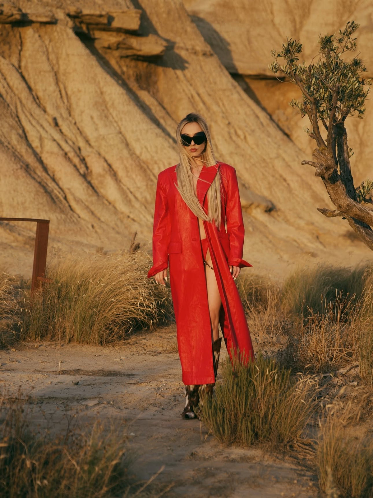 MAROON ECO LEATHER COAT