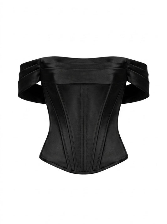 Black satin corset