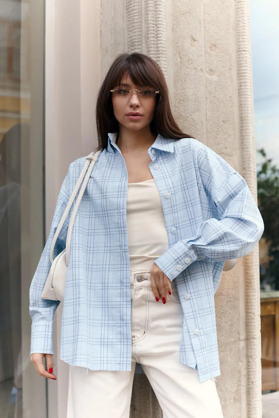 Blue plaid shirt