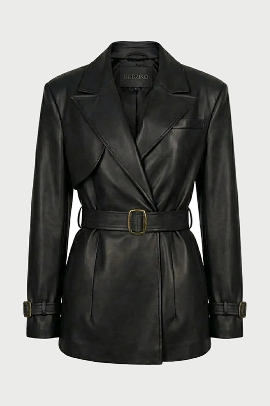 LONDON BLACK CROPPED TRENCH COAT