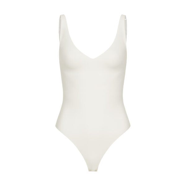 SLEEVELESS V-NECK BODYSUIT — MILKY