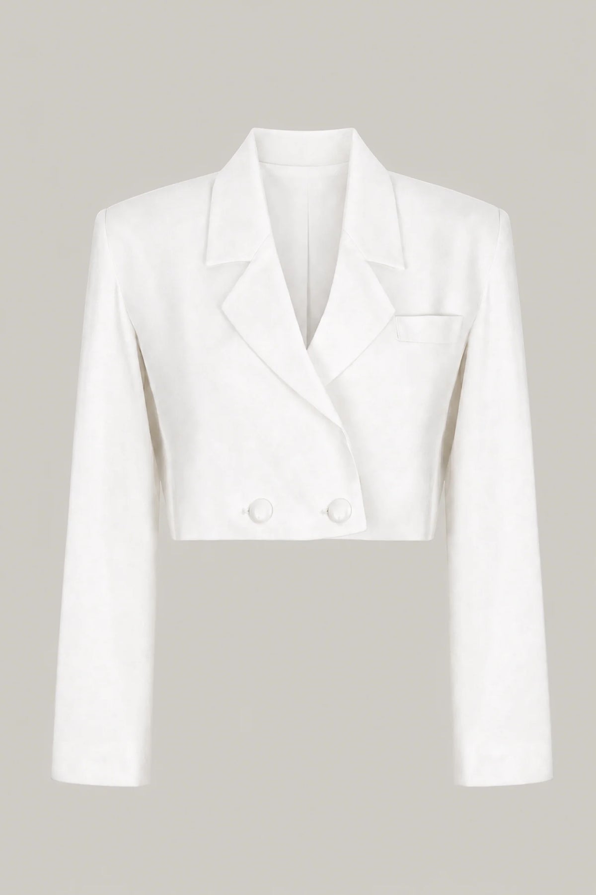 MILKY WHITE CROPPED DOUBLE-BREASTED BLAZER | PARIS COLLECTION