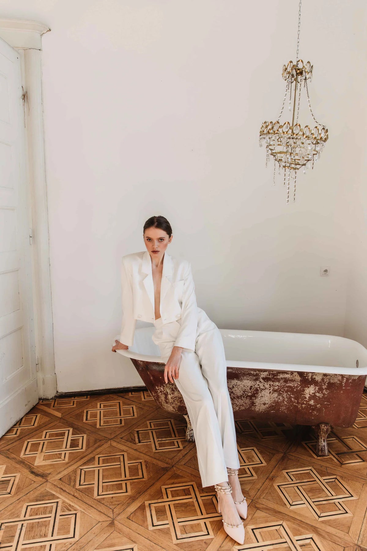 MILKY WHITE HIGH-WAISTED PALAZZO PANTS | PARIS COLLECTION