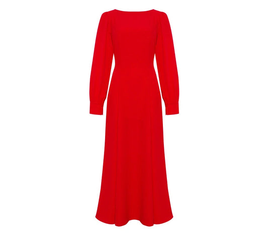 Midi dress with red lines at the hips