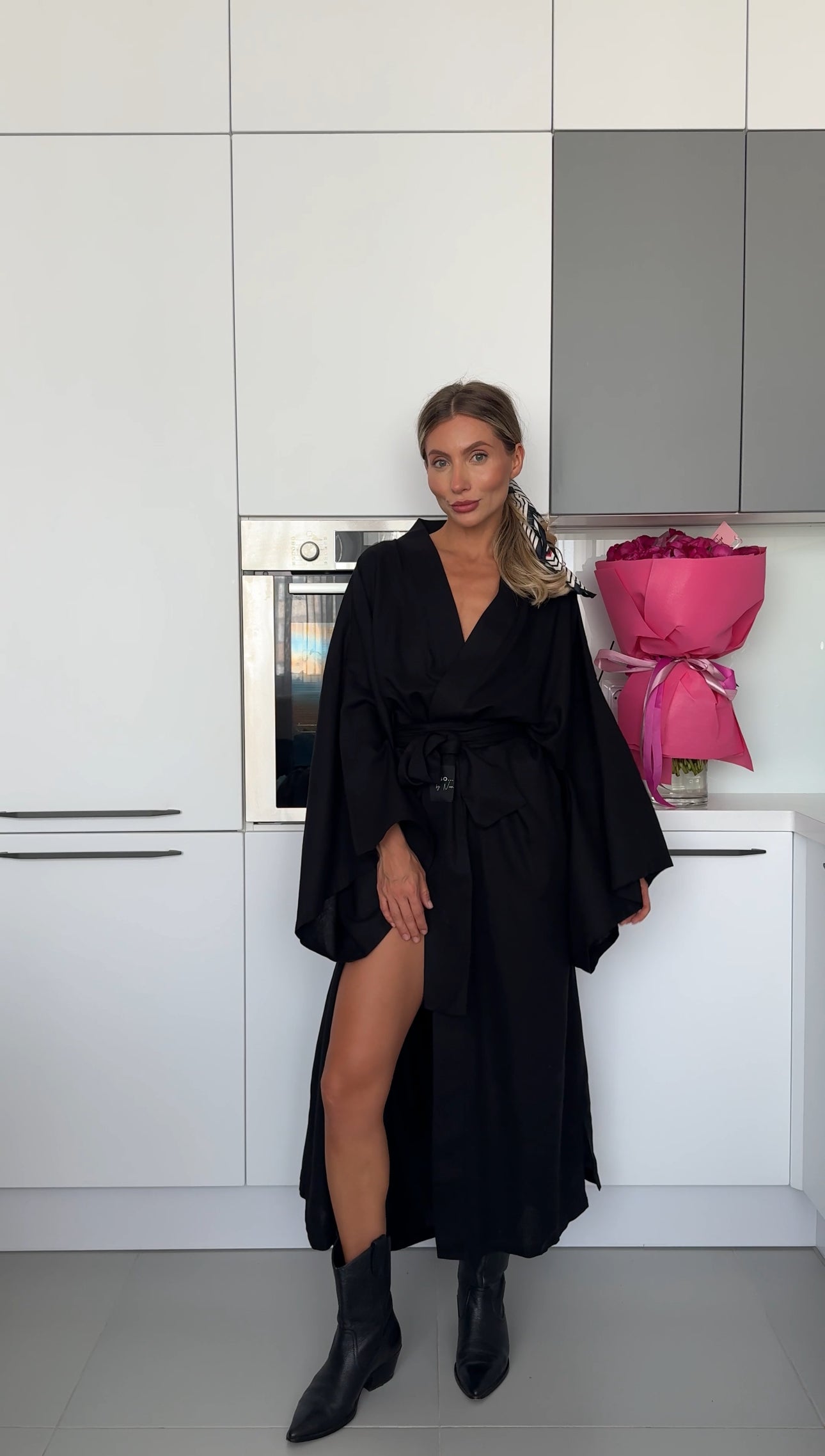 Black Linen Kimono