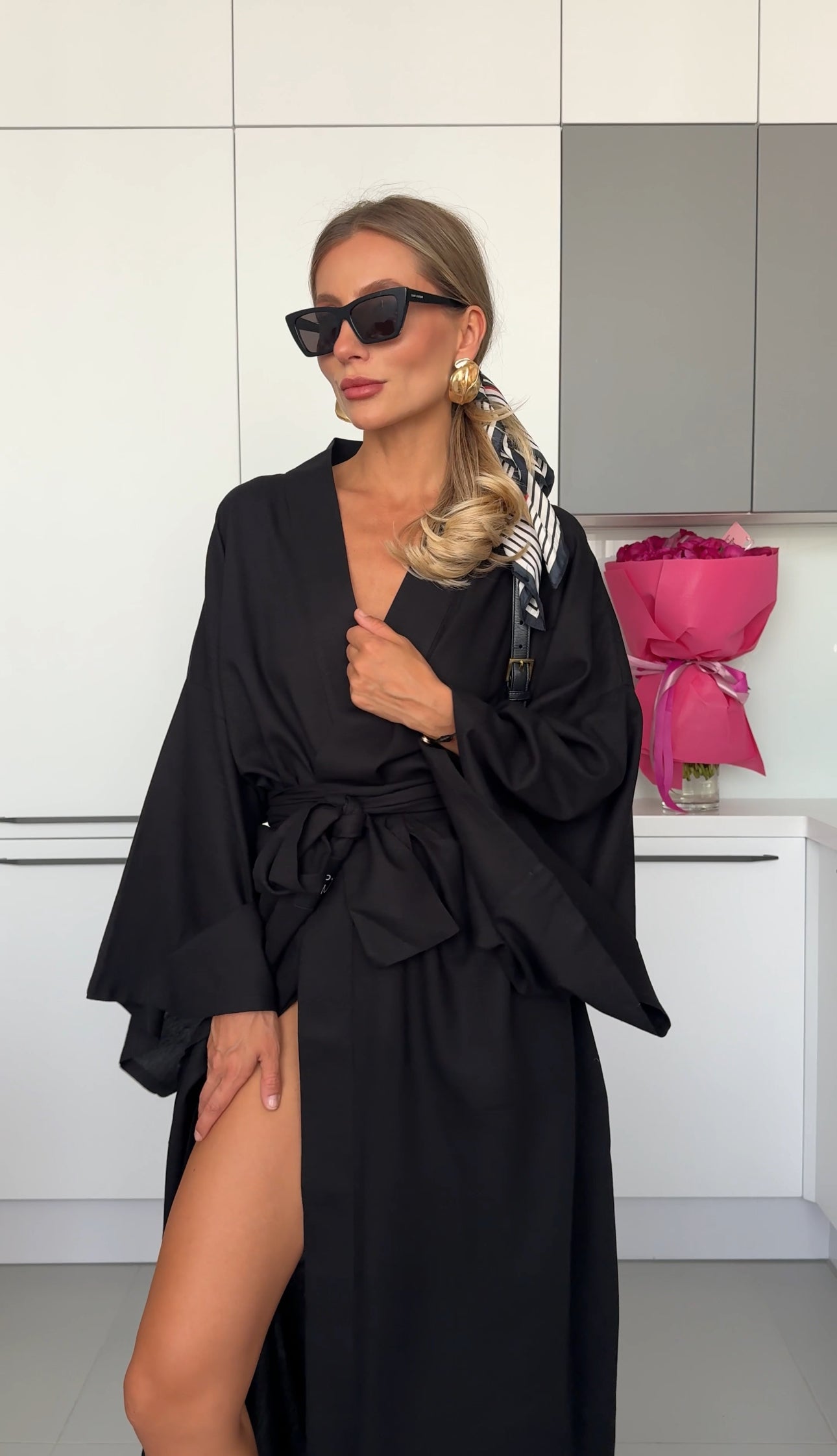 Black Linen Kimono