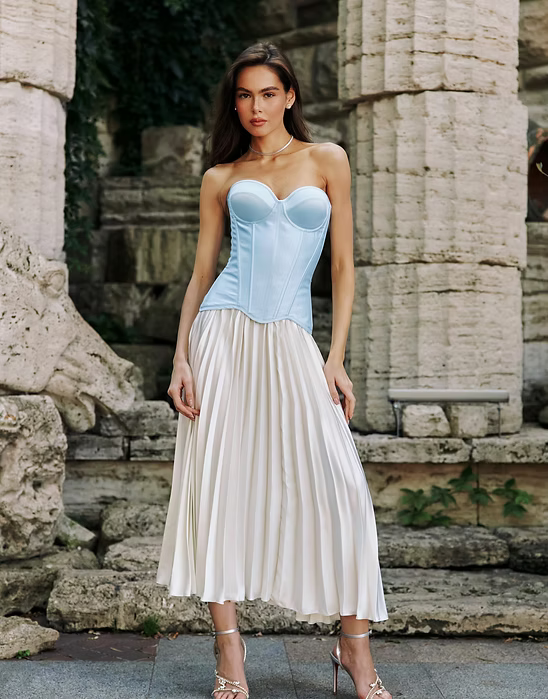 Sky Blue Satin Corset