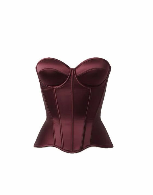 Satin burgundy corset