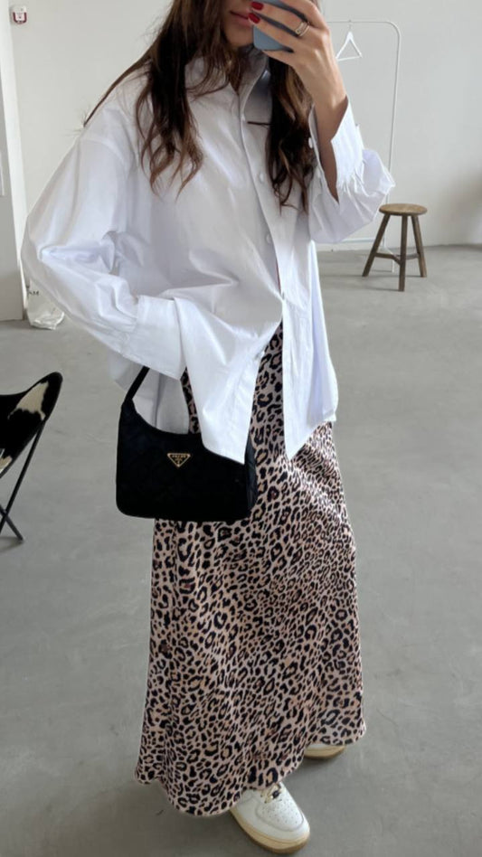 Satin maxi leo skirt