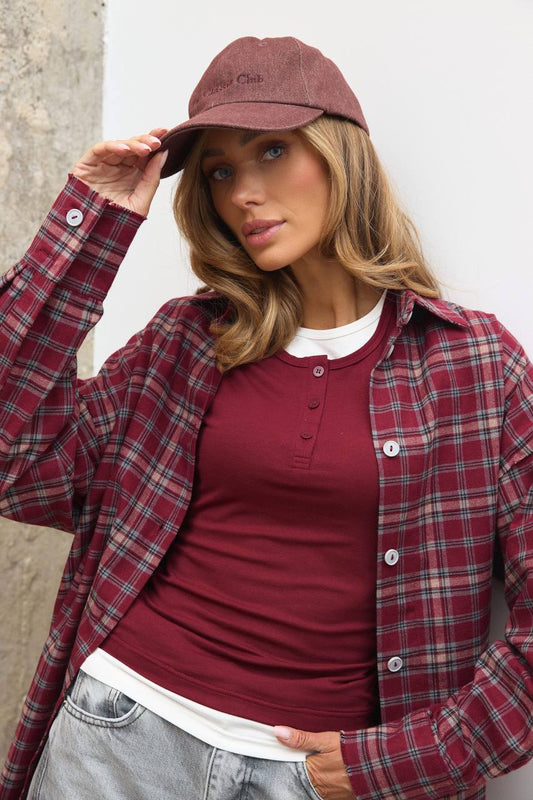 Plaid shirt with a raw hem