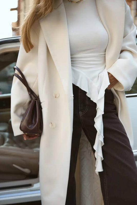 Milky Ruffle Long-Sleeve Top